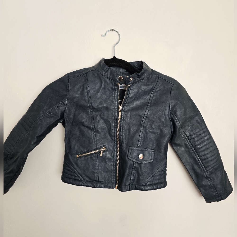 Mayoral Kids Forest Green Biker Faux Leather with Stitch and Zipper Detail.